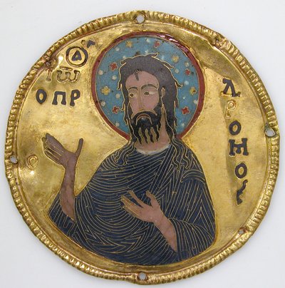 Medaillon met Johannes de Doper van een iconenlijst, c.1100 (goud, zilver en cloisonné-email) door Byzantine