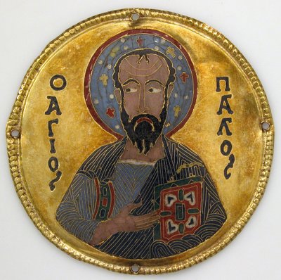 Medaille met Sint Paulus van een Icoonlijst, ca. 1100 (goud, zilver en email cloisonné) door Byzantine
