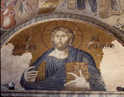 Voorstelling van Christus pantocrator (mozaïek van 1310-1320) door Byzantine