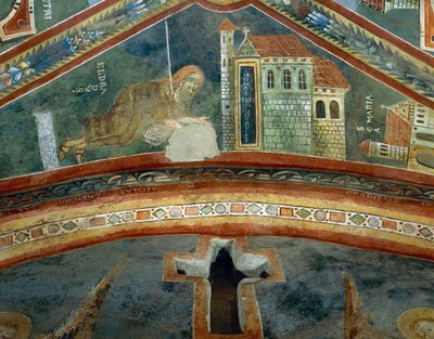 Heilige Eldrad keert terug van Santiago de Compostela (detail) door Byzantine