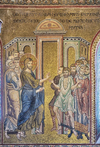 Het wonder van de genezing van de bezetene, Byzantijns mozaïek, Episodes uit het leven van Christus, XII-XIII eeuw door Byzantine