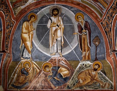 Transfiguratie, Byzantijnse fresco (12e eeuw), Karanlik Kilise (Donkere Kerk) (12e-13e eeuw), Goreme (Unesco Werelderfgoedlijst) door Byzantine
