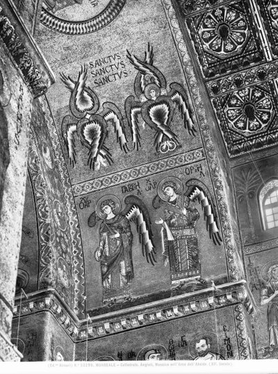 Detail van engelen uit de apsis, ca. 1175-1250 (mozaïek) door Byzantine Byzantine