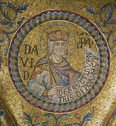 Koning David (detail) van interieurmozaïeken in de Basiliek van San Marco, 13e eeuw door Byzantine Byzantine