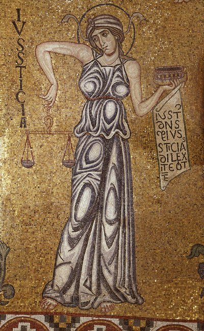 Gerechtigheid (detail) van interieurmozaïeken in de Basiliek van San Marco, 12e eeuw door Byzantine Byzantine