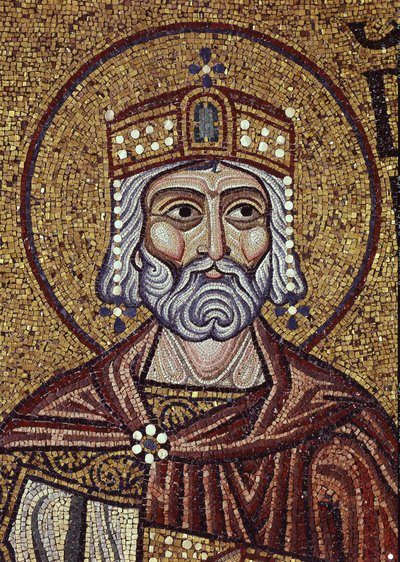 Koning David (detail) van interieurmozaïeken in de Basiliek van San Marco, 12e eeuw door Byzantine Byzantine