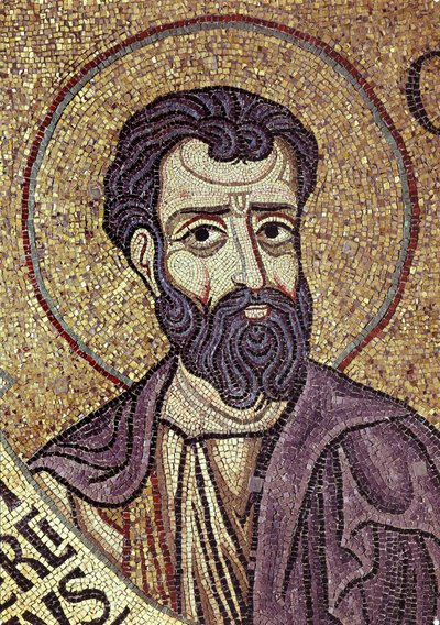 De Profeet Hosea (detail) van Interieur Mozaïeken in de St. Marks Basiliek, 12e eeuw door Byzantine Byzantine