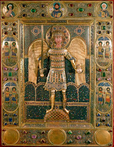 Byzantijnse kunst: boekband van Missaal versierd met de voorstelling van de Aartsengel Michaël door Byzantine School