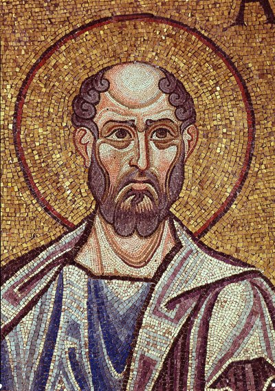 De profeet Obadja (8e of 6e eeuw v.Chr.). Werk van een Byzantijnse meester, mozaïek, detail van de decoratie van de basiliek van San Marco in Venetië (Italië) door Byzantine School