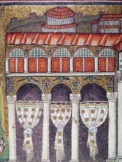 Linkervleugel van het Palazzo di Teodorico, 527-99 (detail) door Byzantine School