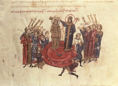 Keizer Michael I Rangabes gekroond door Nicephorus in 811, uit de Madrid Skylitzes door Byzantine School