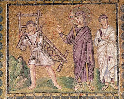 De genezing van de verlamde van Kafarnaüm, Scènes uit het leven van Christus door Byzantine School