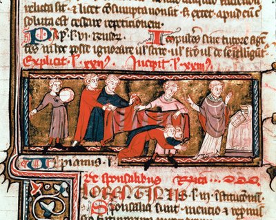 Huwelijksscène, de echtgenoten zijn bedekt met een doek door Byzantine School