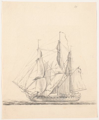 Marineschip met volle zeilen door C.A. Lorentzen