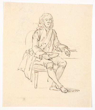 Zittende heer met pruik en ordelint door C.A. Lorentzen