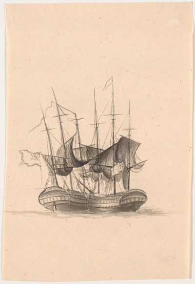 Twee Engelse oorlogsschepen door C.A. Lorentzen