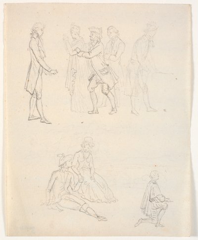 Drie figuurschetsen. Theaterscènes? door C.A. Lorentzen