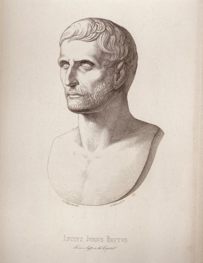 Portret van Lucius Junius Brutus, gegraveerd door B.Barloccini door C.C Perkins