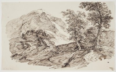 Berglandschap met bomen door C.F. von Rumohr