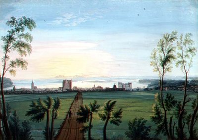 Een uitzicht op Schwerin, ochtend door C.H. Nipperdey