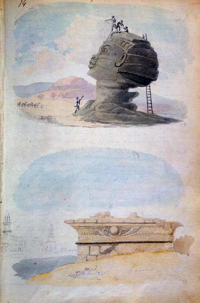 De Sfinx en een graf, Egypte, 19e eeuw door CH Smith
