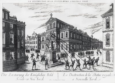 Amerikaanse separatisten halen het monument voor koning George van Engeland in New York neer door J.B. and Brown J. Rowbotham