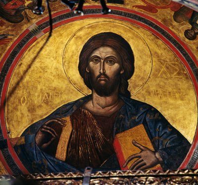 Zegenende Christus, fresco in de koepel van het klooster van St. Johannes Theoloog (Unesco Werelderfgoedlijst) door J.B. and Brown J. Rowbotham