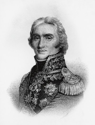 Portret van Andre Massena, hertog van Rivoli, prins van Essling, en maarschalk van het Franse Keizerrijk, gravure door J.B. and Brown J. Rowbotham