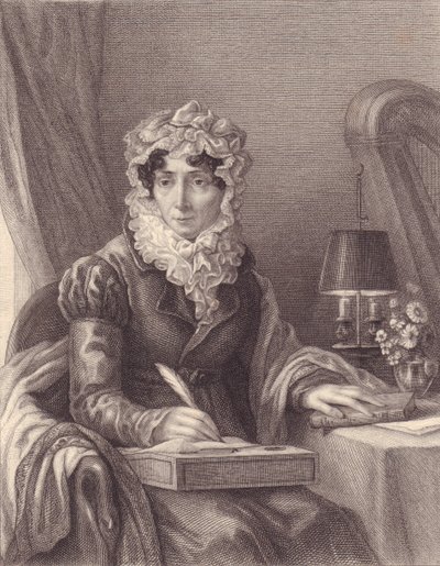 Portret van de Franse schrijfster Stephanie-Felicite Ducrest de Saint Aubin, Madame de Genlis (1746-1830), gravure door J.B. and Brown J. Rowbotham