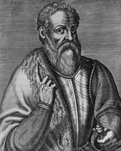 Portret van Hernan Cortes (1485-1547), Spaanse conquistador, gravure door J.B. and Brown J. Rowbotham