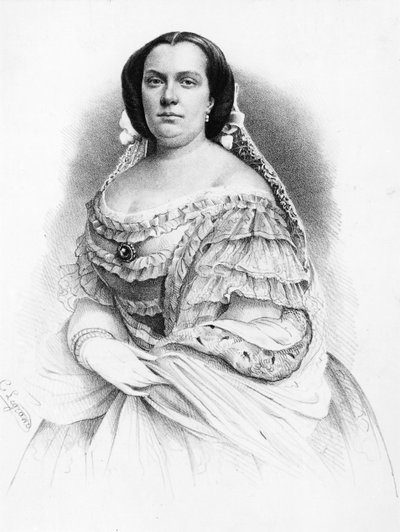 Portret van Isabella II van Bourbon (1830-1904), koningin van Spanje, gravure door J.B. and Brown J. Rowbotham