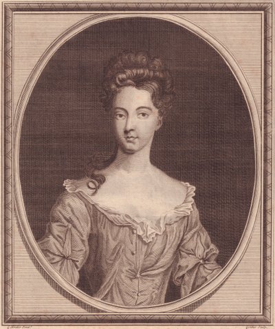 Portret van Margaret Cecil, Gravin van Ranelagh (1672 of 1673-1728), kopergravure door John Goldar (1729-1795) naar schilderij van G Kneller door J.B. and Brown J. Rowbotham