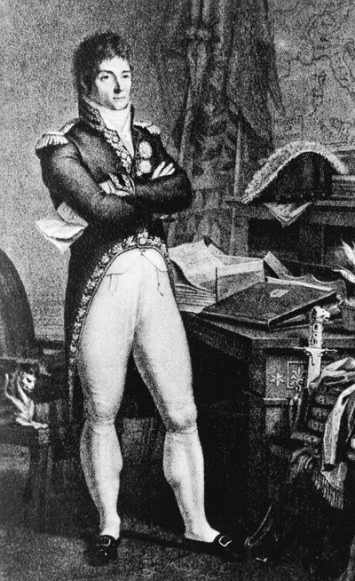 Portret van prins Louis-Alexandre Berthier (1753-1815), Franse generaal, maarschalk van Frankrijk en minister van Oorlog van het Eerste Franse Keizerrijk, gravure door J.B. and Brown J. Rowbotham