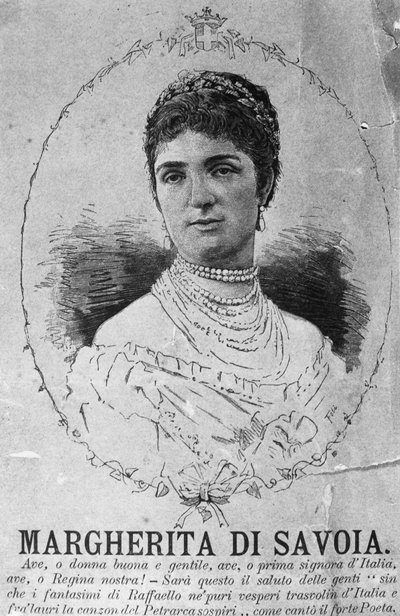 Portret van prinses Margherita van Savoye, koningin-gemalin van het Koninkrijk Italië door huwelijk met Umberto I door J.B. and Brown J. Rowbotham