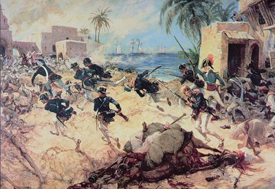 U.S. Marines veroveren het Barbary piratenfort in Derna, Tripoli, 27 april 1805 door C.H. Waterhouse