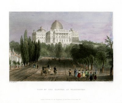 Uitzicht op het Capitool in Washington, VS, 1837 door CJ Bentley