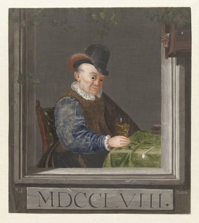 Zittende man met een glas in de hand door C.J. Boers