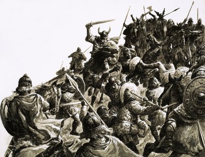 Deense Vikingen vallen de Britse troepen onder koning Alfred aan door C.L. Doughty