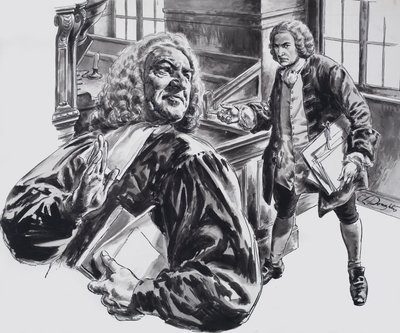 Johann Sebastian Bach (gouache op papier) door C.L. Doughty