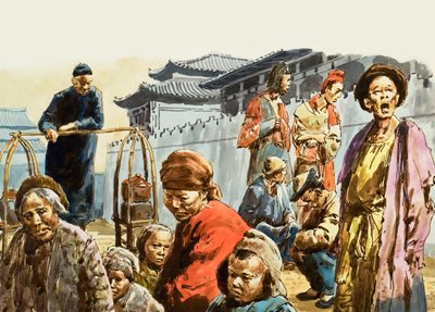 Ellende besluipt het land van China (gouache op papier) door C.L. Doughty