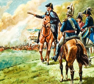 De hertog van Wellington tijdens de Slag bij Waterloo door C.L. Doughty