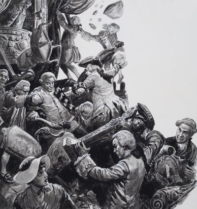The Hoax bij het Nieuwe Theater, Haymarket (gouache op papier) door C.L. Doughty