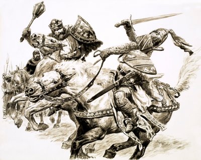 De koning zonder koninkrijk, Robert the Bruce (gouache op papier) door C.L. Doughty