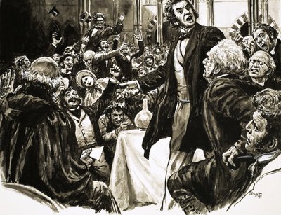 Thomas Huxley op het spreekgestoelte door C.L. Doughty