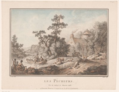 Landschap met herders en vissers door C.L. Jubier