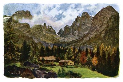 Meer Nambino en de Brentagroep, Tirol, 1901 door CM Reisch