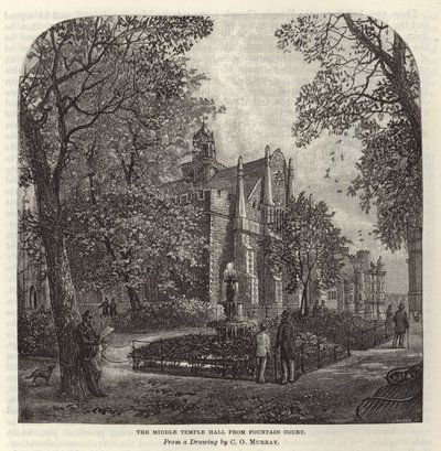 Middle Temple Hall vanuit Fountain Court door C.O. Murray