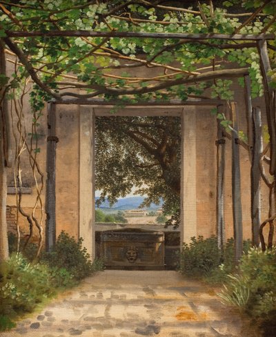Een pergola, Italië door Christoffer Wilhelm Eckersberg