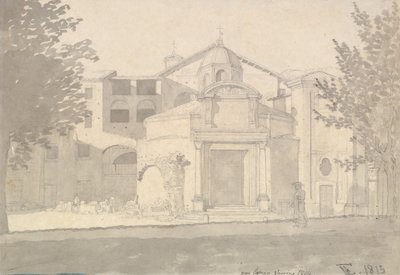Een sectie van de Via Sacra, Rome De kerk van de heiligen Cosmas en Damian door Christoffer Wilhelm Eckersberg