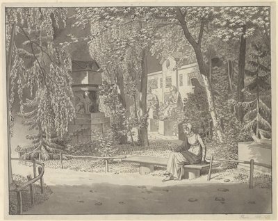 Bij de graven van Descartes en Condé in Jardin Elysée des Petits Augustins, Parijs door Christoffer Wilhelm Eckersberg